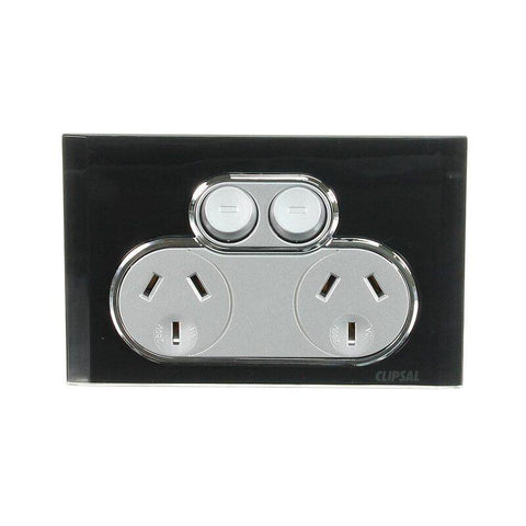 Clipsal Saturn Double Powerpoint Espresso Black - 4025-EB - ARCK Electrical Wholesale Supplies