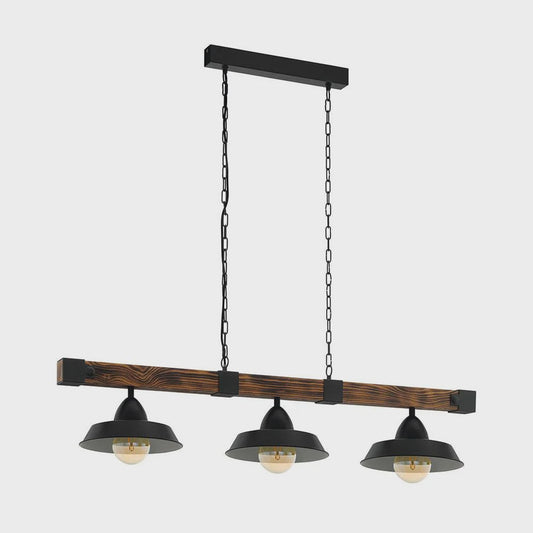 Oldbury 3 Light Pendant Wood / Rustic Brown - 44086 - ARCK Electrical Wholesale Supplies