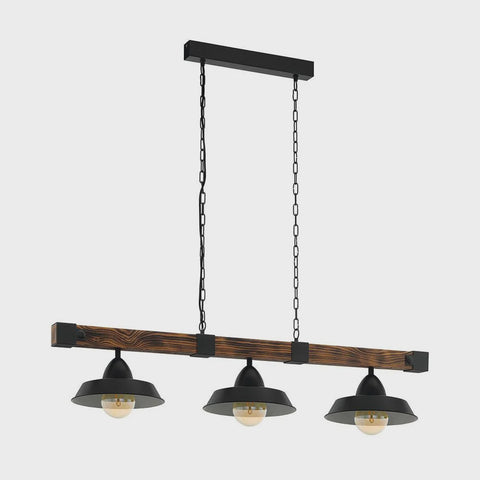 Oldbury 3 Light Pendant Wood / Rustic Brown - 44086 - ARCK Electrical Wholesale Supplies