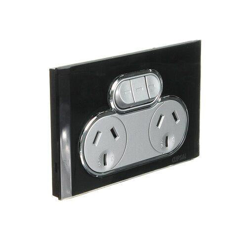 Clipsal Saturn 4000Twin Switched Socket Outlet - 4025X-EB - ARCK Electrical Wholesale Supplies