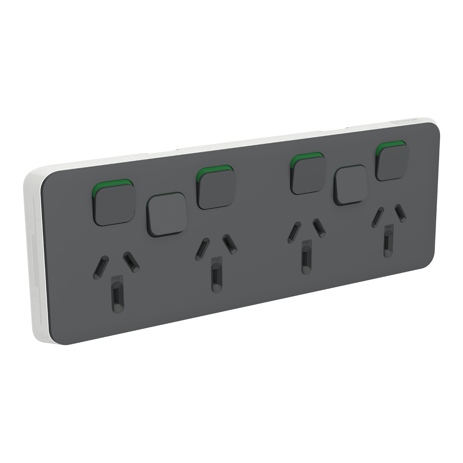Clipsal Iconic Quad Power Point Skin with 2 extra switches Horizontal Anthracite - 3015/4XXC-AN - ARCK Electrical Wholesale Supplies