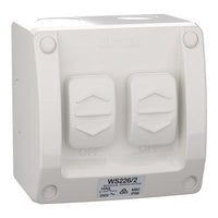 Clipsal Weathershield Double Weatherproof Switch IP66 - WS226/2-RG