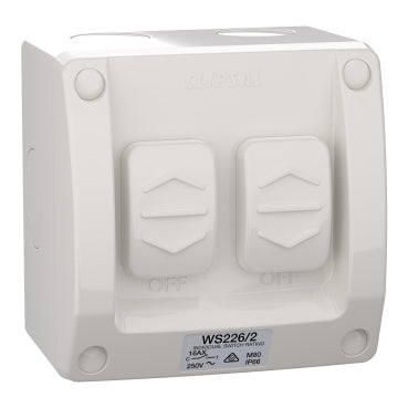Clipsal Weathershield Double Weatherproof Switch IP66 - WS226/2-RG