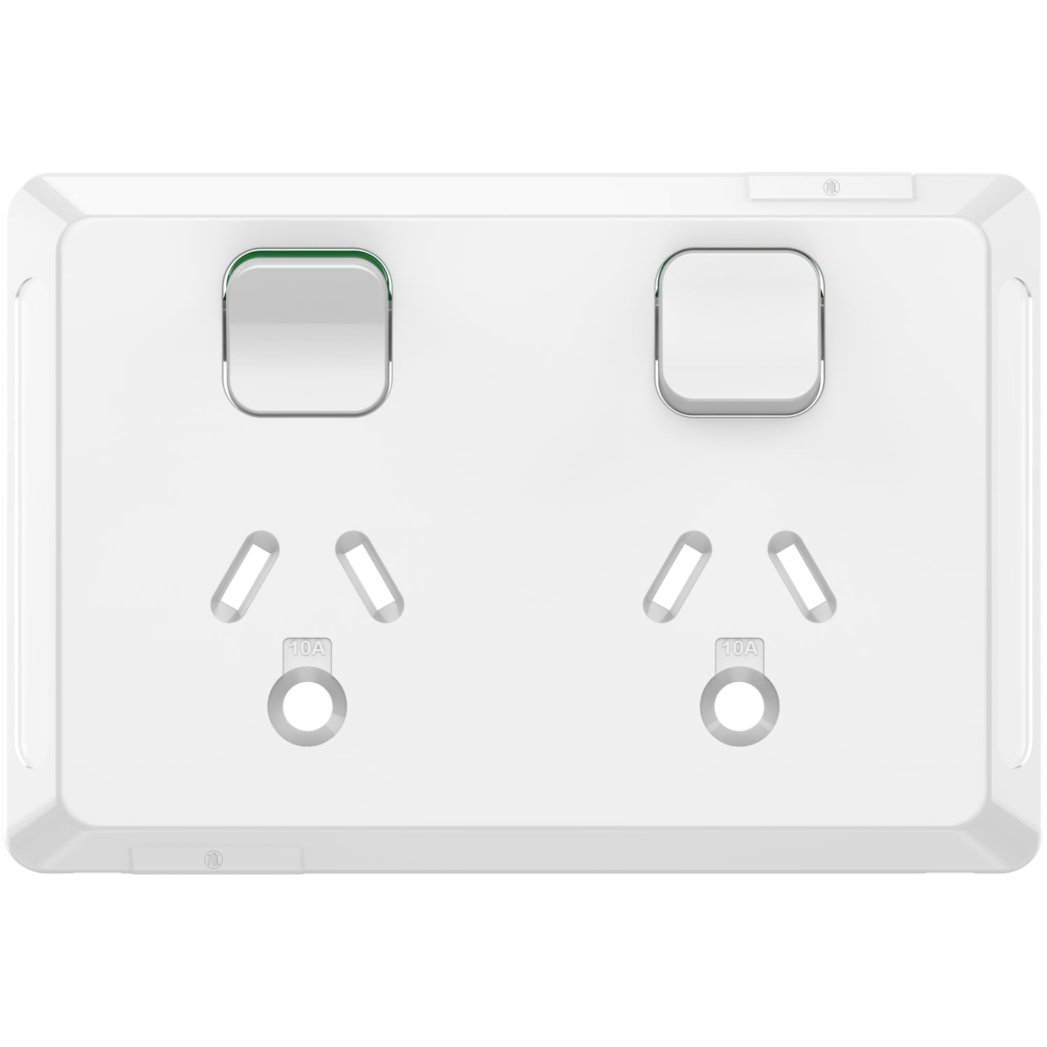 Clipsal Pro Series Twin Power Point Skin Horizontal Mount Round Earth 250V Extra Vivid White - P3025LC-XW - ARCK Electrical Wholesale Supplies