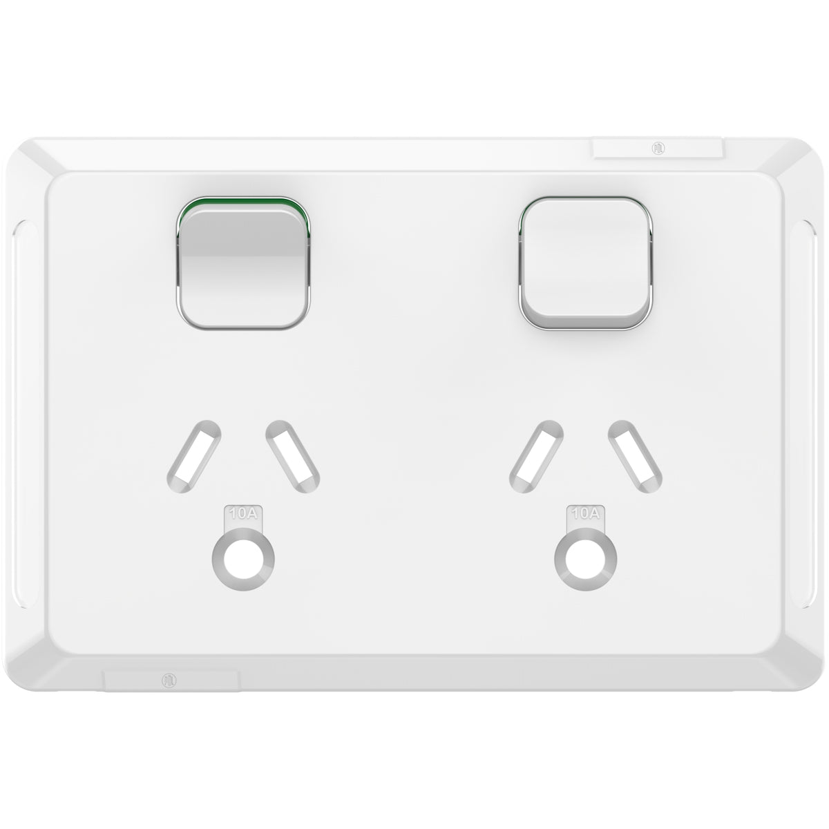 Clipsal Pro Series Twin Power Point Skin Horizontal Mount Round Earth 250V Extra Vivid White - P3025LC-XW - ARCK Electrical Wholesale Supplies