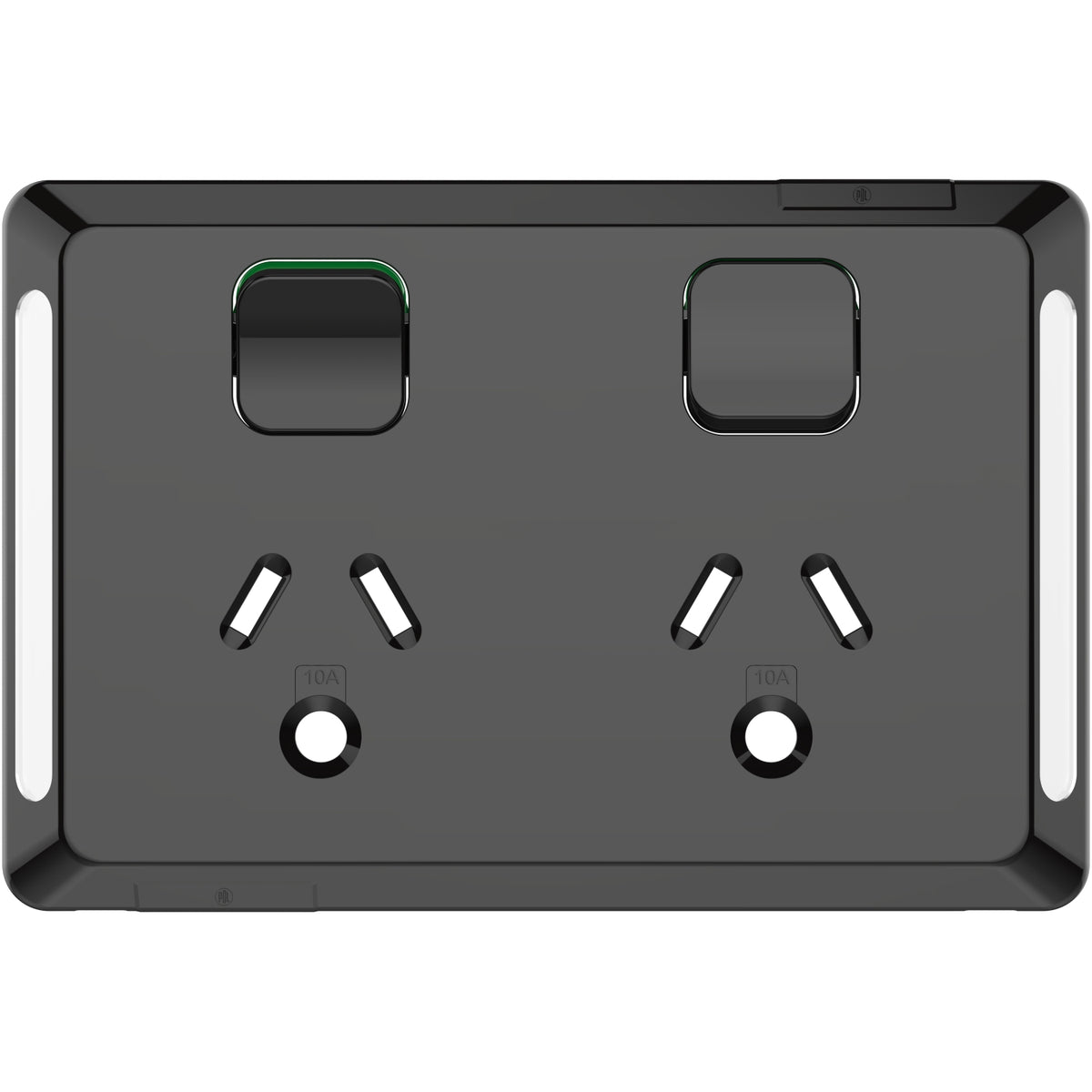 Clipsal Pro Series Twin Power Point Skin Horizontal Mount Round Earth 250V Black - P3025LC-BK - ARCK Electrical Wholesale Supplies