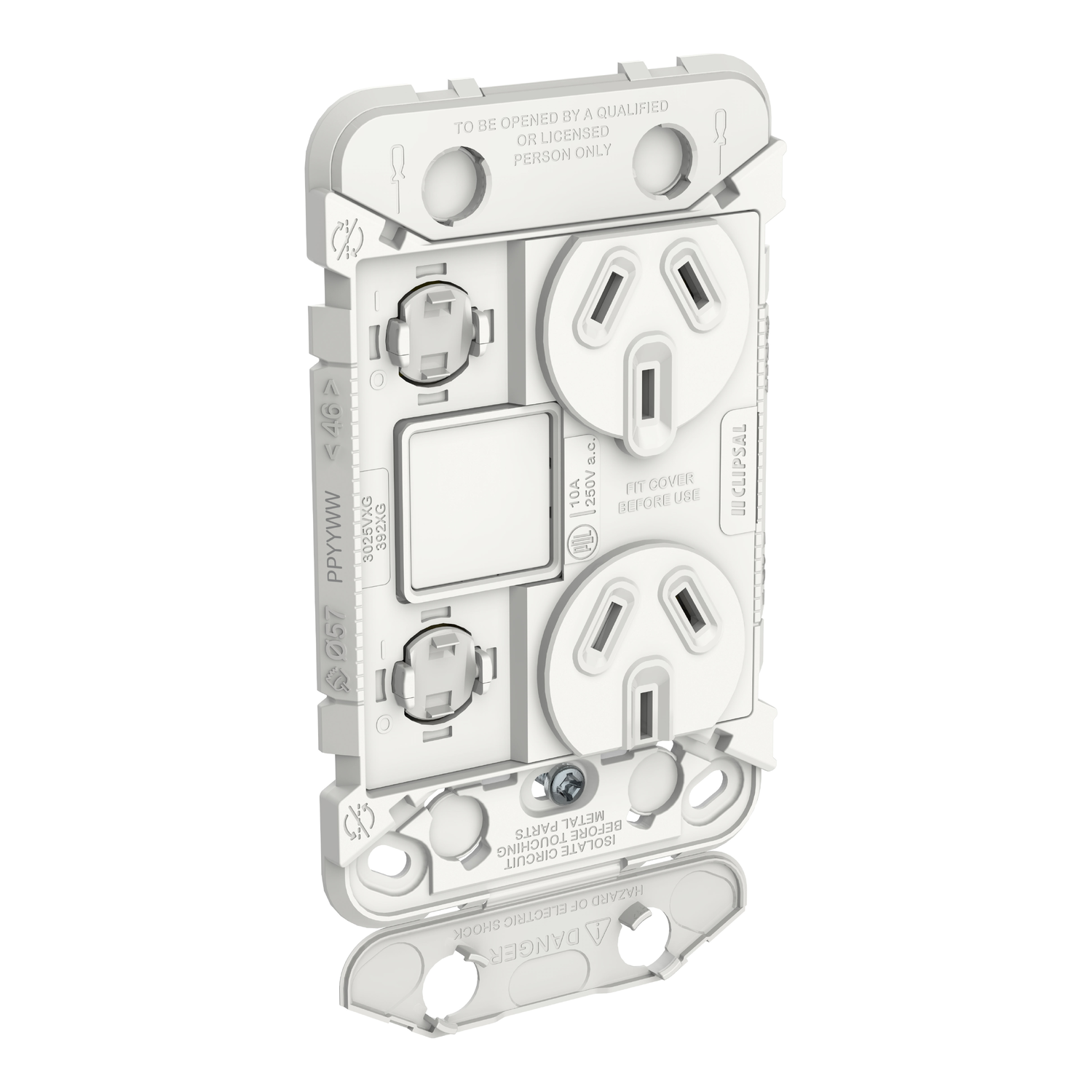 Clipsal Iconic Double Switch Power Point Grid with 1 extra switch - 3025VXUAG - ARCK Electrical Wholesale Supplies
