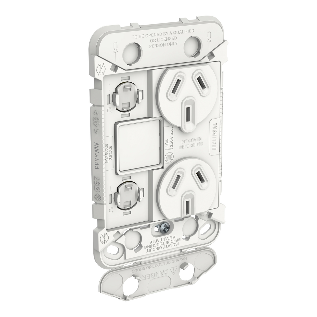 Clipsal Iconic Double Switch Power Point Grid with 1 extra switch - 3025VXUAG - ARCK Electrical Wholesale Supplies