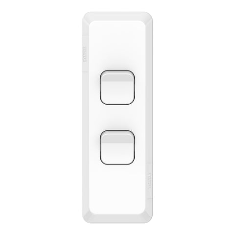 Clipsal Pro Series Architrave Switch Vertical Mount 2 Gang 230/240V Extra Vivid White - P3042A-XW - ARCK Electrical Wholesale Supplies