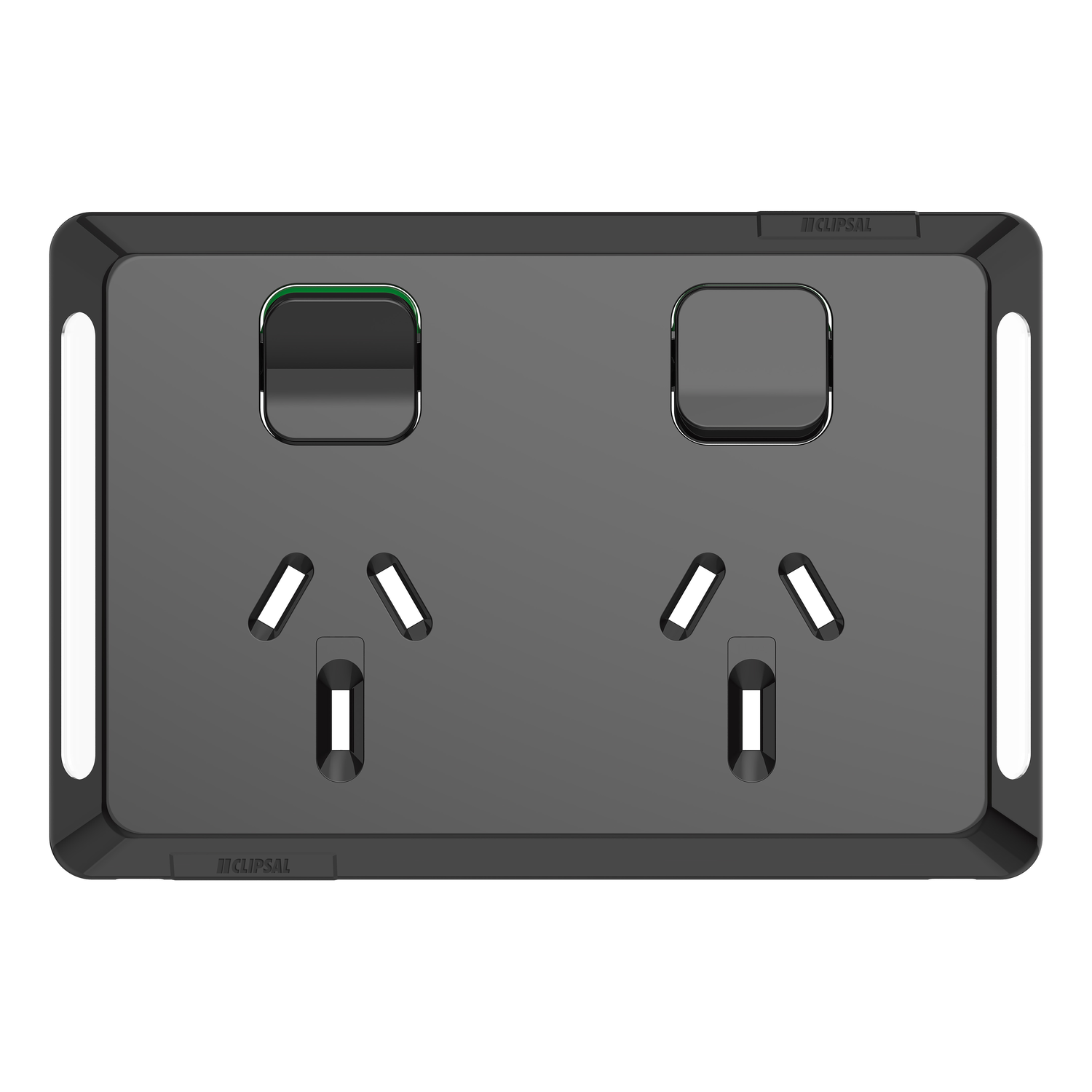Clipsal Pro Series Twin Power Point Skin Horizontal Mount 250V 10A Black - P3025C-BK - ARCK Electrical Wholesale Supplies