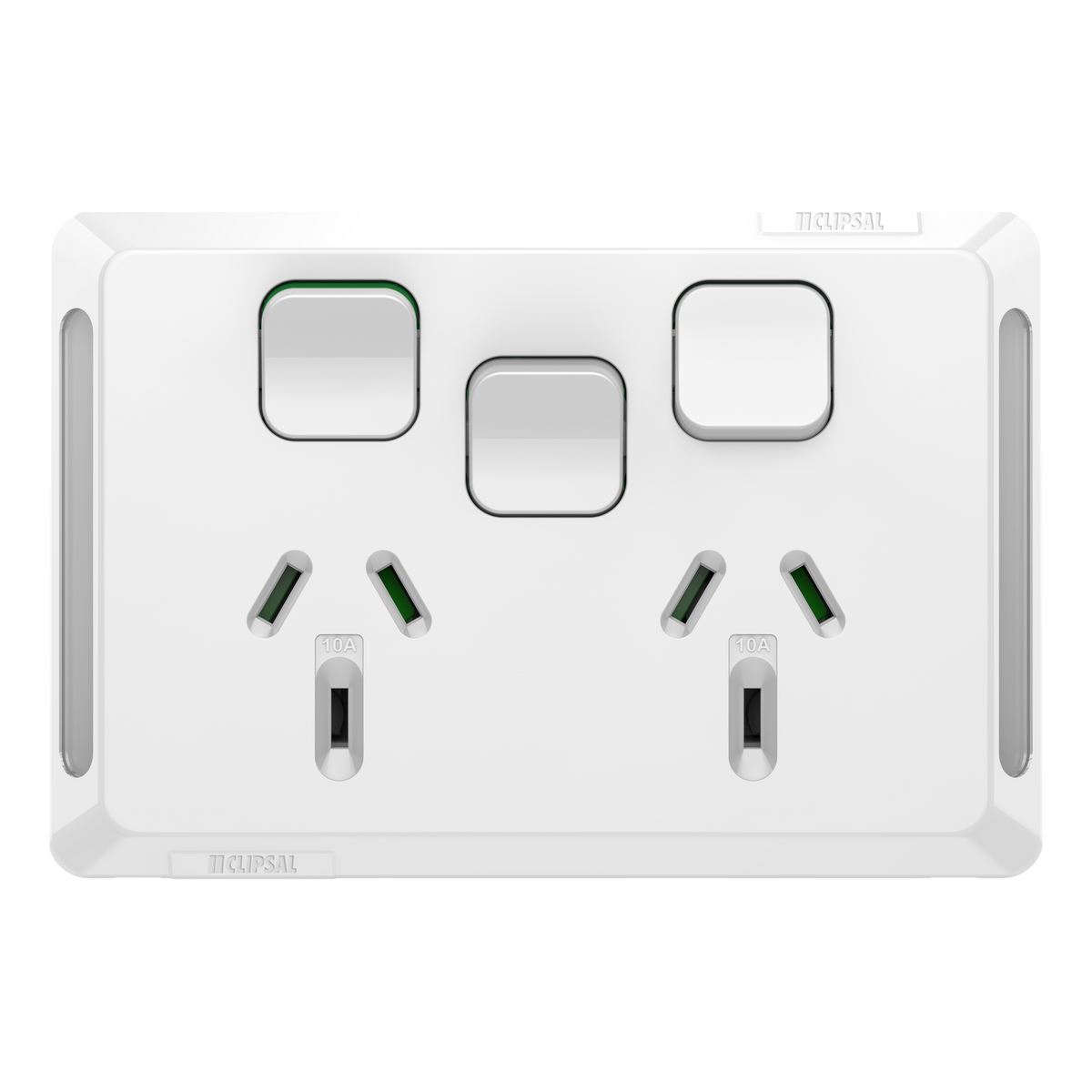 Clipsal Pro Series Twin Power Point Horizontal Mount 1Ex20A 10A Extra Vivid White - P3025XA-XW - ARCK Electrical Wholesale Supplies