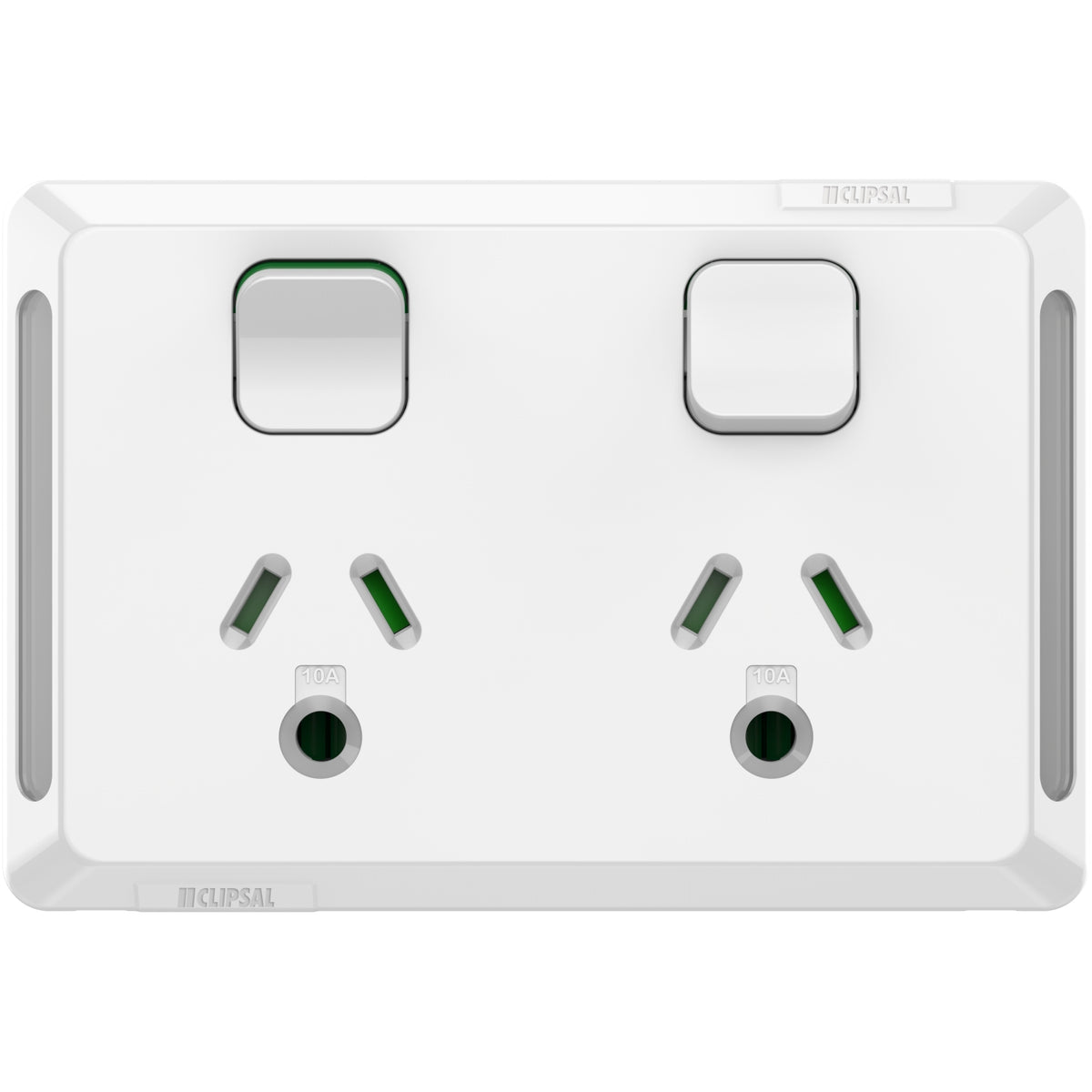 Clipsal Pro Series Twin Power Point Horizontal Mount Round Earth 250V Extra Vivid White - P3025L-XW - ARCK Electrical Wholesale Supplies