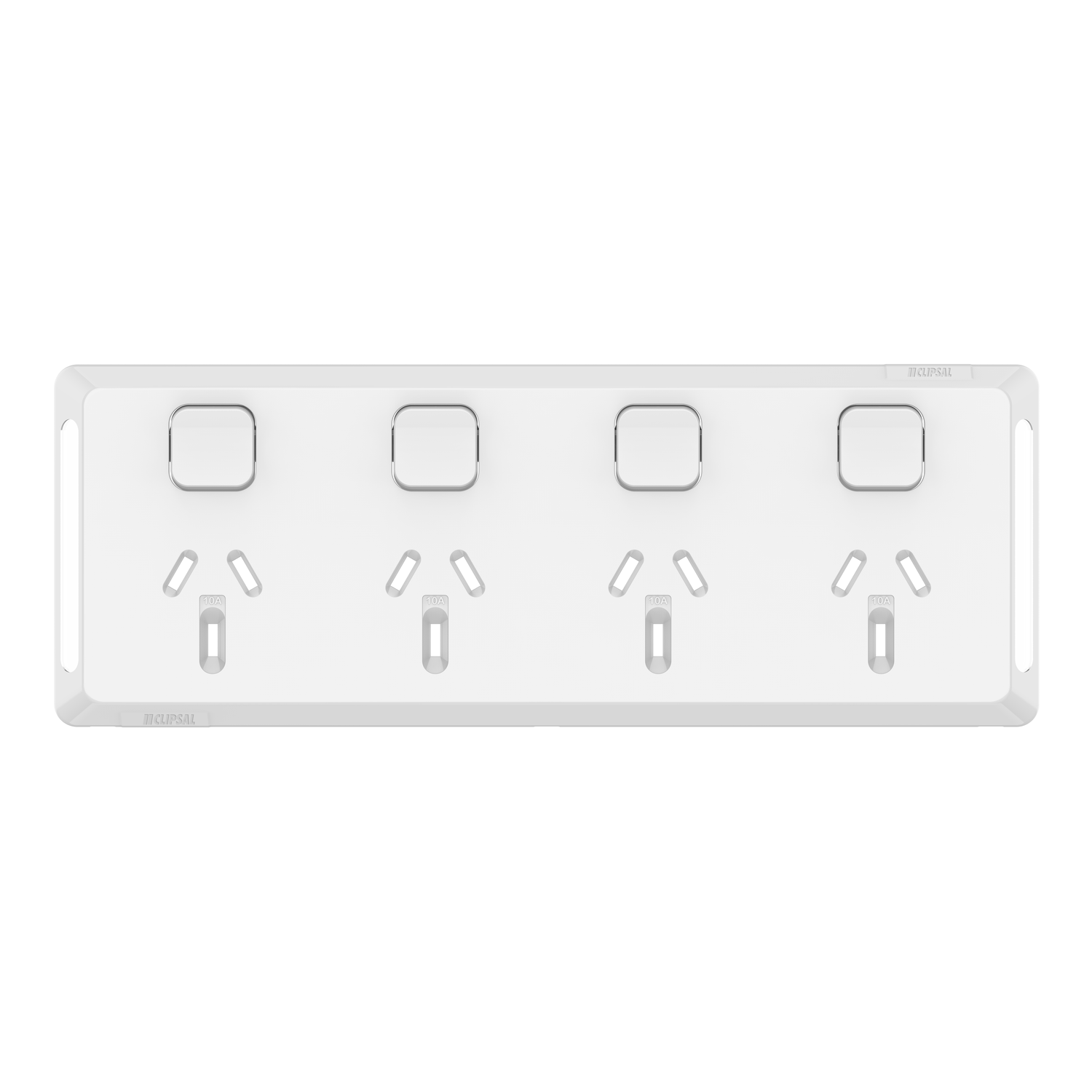 Clipsal Pro Series Quad Power Point Skin Horizontal Mount 250V 10A Extra Vivid White - P3015-4C-XW - ARCK Electrical Wholesale Supplies