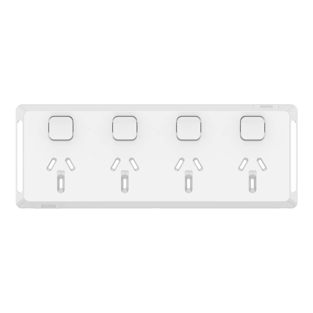 Clipsal Pro Series Quad Power Point Skin Horizontal Mount 250V 10A Extra Vivid White - P3015-4C-XW - ARCK Electrical Wholesale Supplies