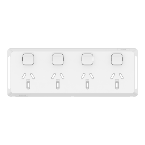 Clipsal Pro Series Quad Power Point Skin Horizontal Mount 250V 10A Extra Vivid White - P3015-4C-XW - ARCK Electrical Wholesale Supplies