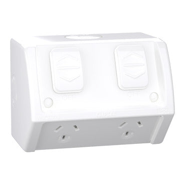 Clipsal Weathershield Double Weatherproof Powerpoint White - WSC227/2-RW