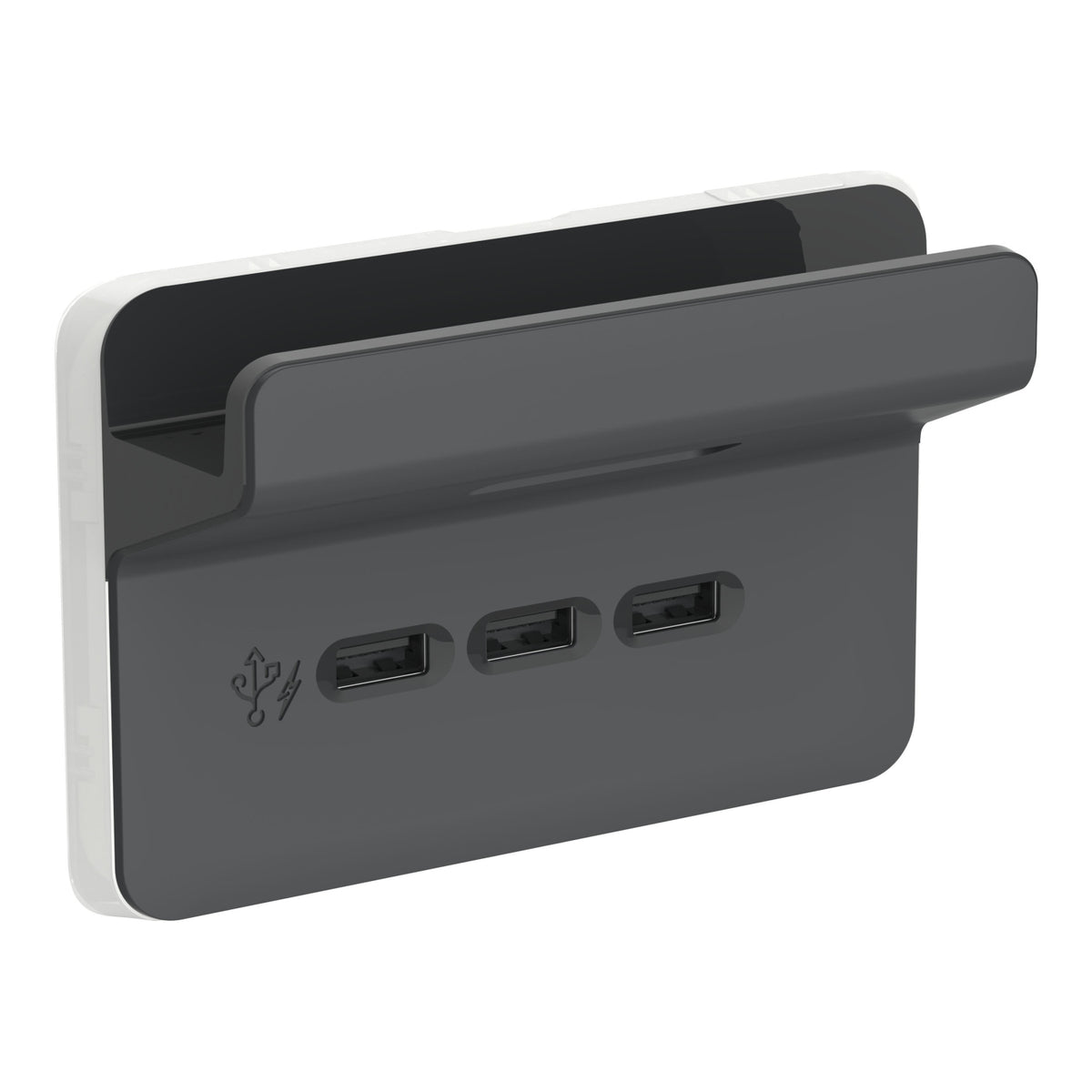 Clipsal Iconic USB Charging Station Skin with Shelf 3 Gang Horizontal Anthracite - 3043HS-AN - ARCK Electrical Wholesale Supplies