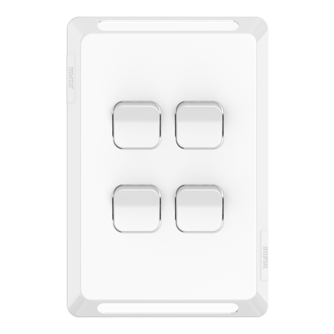 Clipsal Pro Series Switch Plate Skin 4 Gang Horizontal/Vertical Mount Extra Vivid White - P3044C-XW - ARCK Electrical Wholesale Supplies
