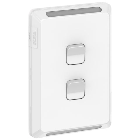 Clipsal Pro Series Switch Vertical 2 Gang 1/2 Way 20A /16AX 230/240V Extra Vivid White - P3042V44-XW - ARCK Electrical Wholesale Supplies
