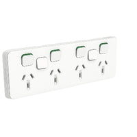 Clipsal Iconic Quad Powerpoint 10A + 2 x Extra Switch Skin Vivid White - 30154XXC-VW