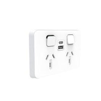 Clipsal Iconic Double Powerpoint 10A with USB A+C Type - 3025USBAC-VW