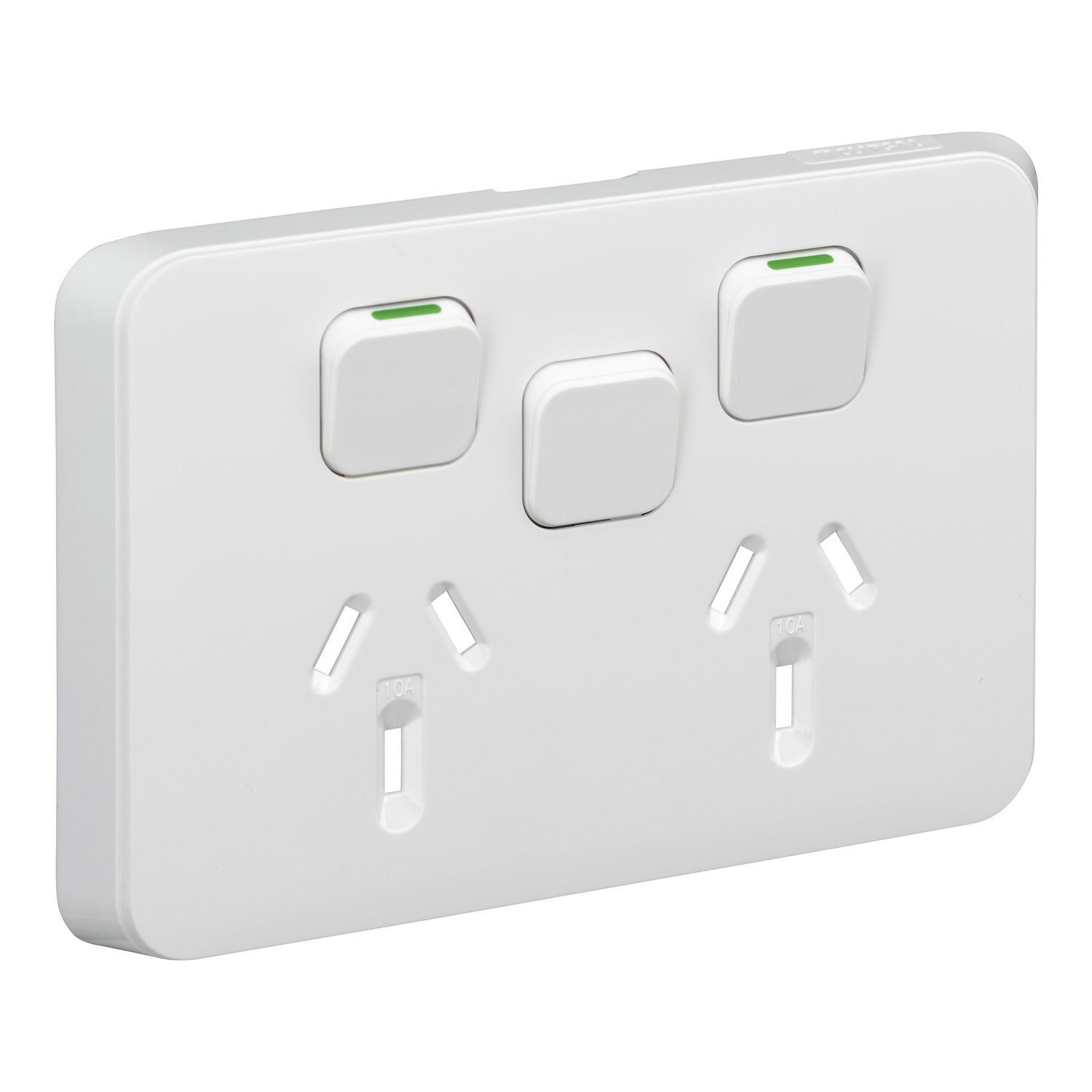 Clipsal Iconic Double Powerpoint 10A + Extra Switch Skin Extra Vivid White - 3025XC-XW - ARCK Electrical Wholesale Supplies