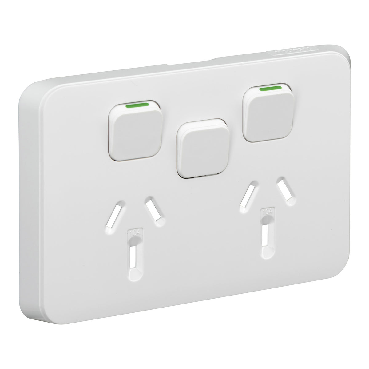 Clipsal Iconic Double Powerpoint 10A + Extra Switch Skin Extra Vivid White - 3025XC-XW - ARCK Electrical Wholesale Supplies