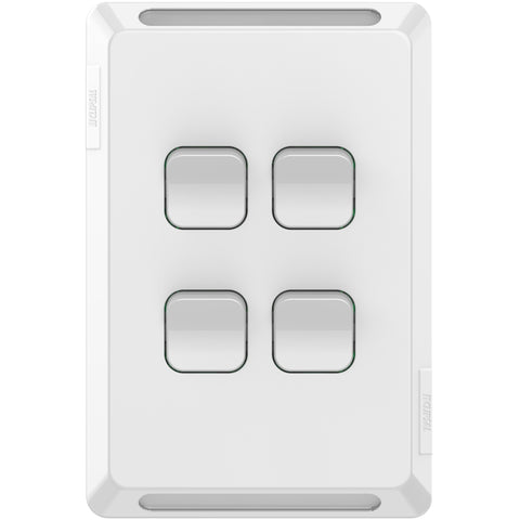 Clipsal Pro Series Flush Switch Vertical Mount 4 Gang 1-Way/2-Way Extra Vivid White - P3044VA-XW - ARCK Electrical Wholesale Supplies