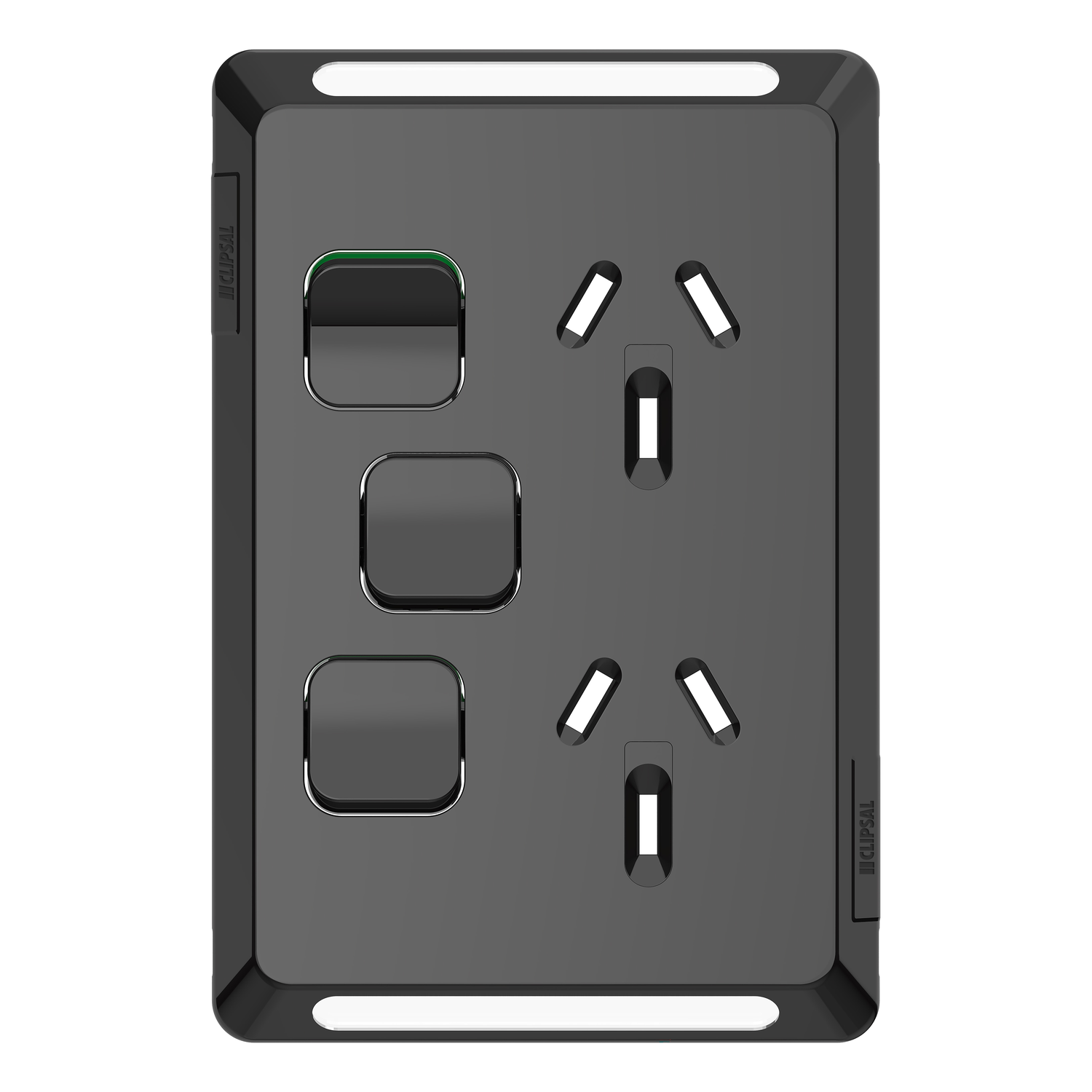 Clipsal Pro Series Twin Power Point Skin Vertical Mount 1ExBlank 10A Black - P3025VXC-BK - ARCK Electrical Wholesale Supplies