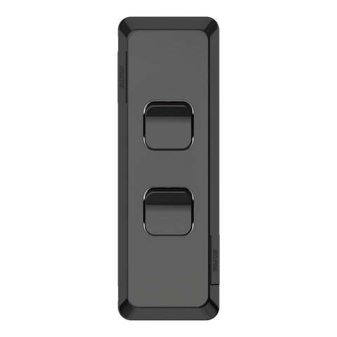 Clipsal Pro Series Architrave Switch Vertical Mount 2 Gang 230/240V Black - P3042A-BK - ARCK Electrical Wholesale Supplies