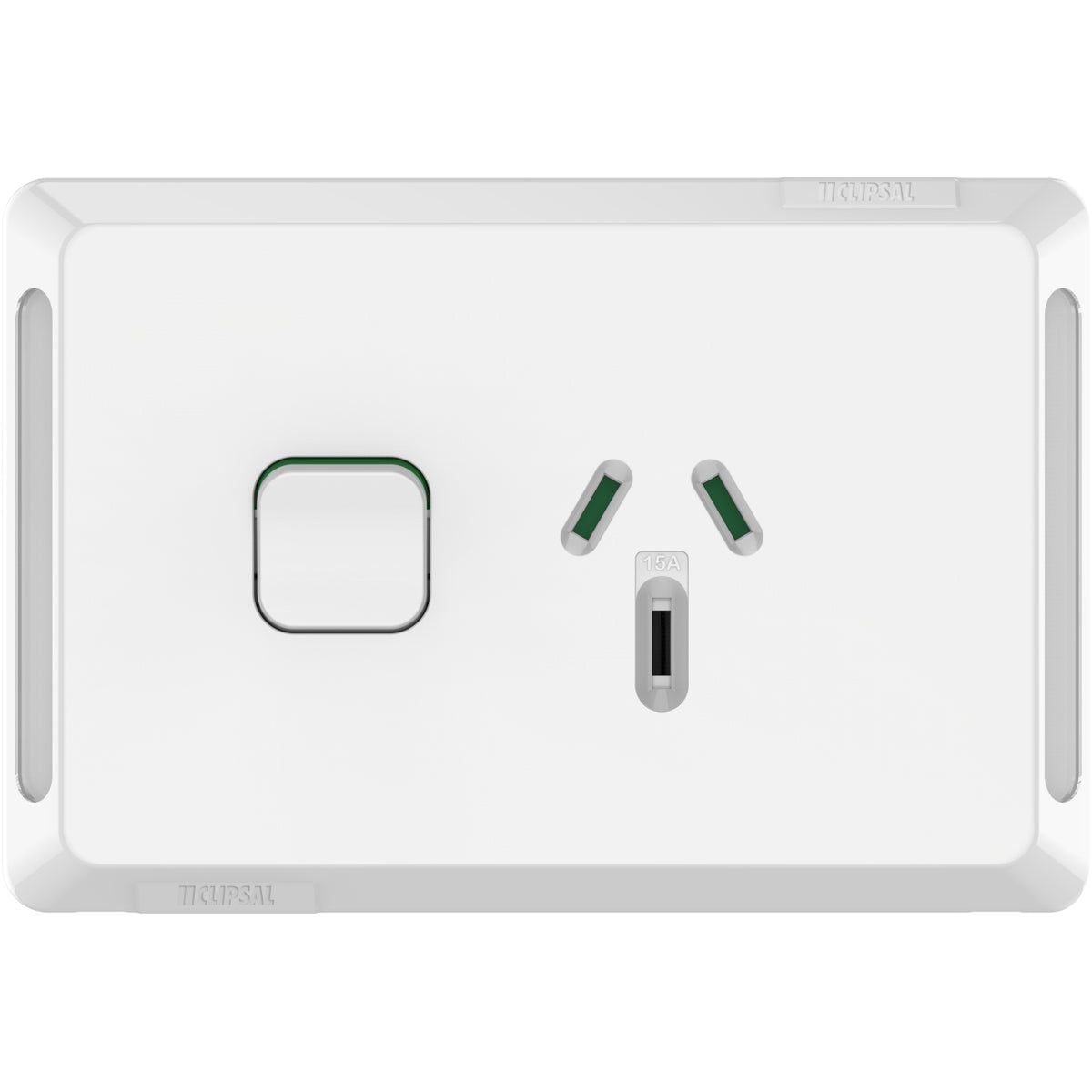 Clipsal Pro Series Single Power Point Horizontal Mount 250V 15A Extra Vivid White - P3015-15-XW - ARCK Electrical Wholesale Supplies