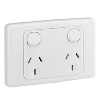Clipsal 10Amp Double Pole, Double Powerpoint White, 2000 Series - 2025D-WE