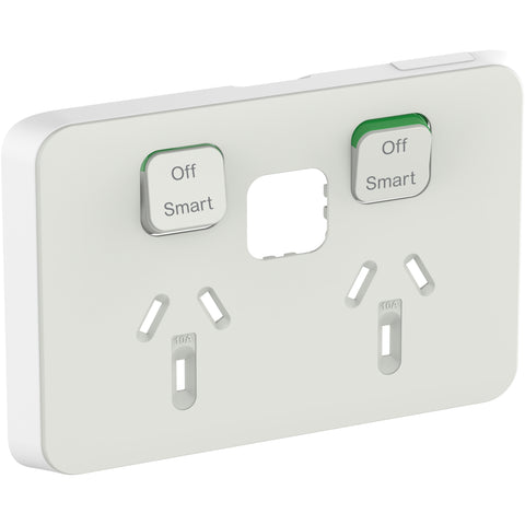 Clipsal Wiser Skin Connected Socket Wiser Horizontal Twin Cool Grey - 3025CSC-CY - ARCK Electrical Wholesale Supplies