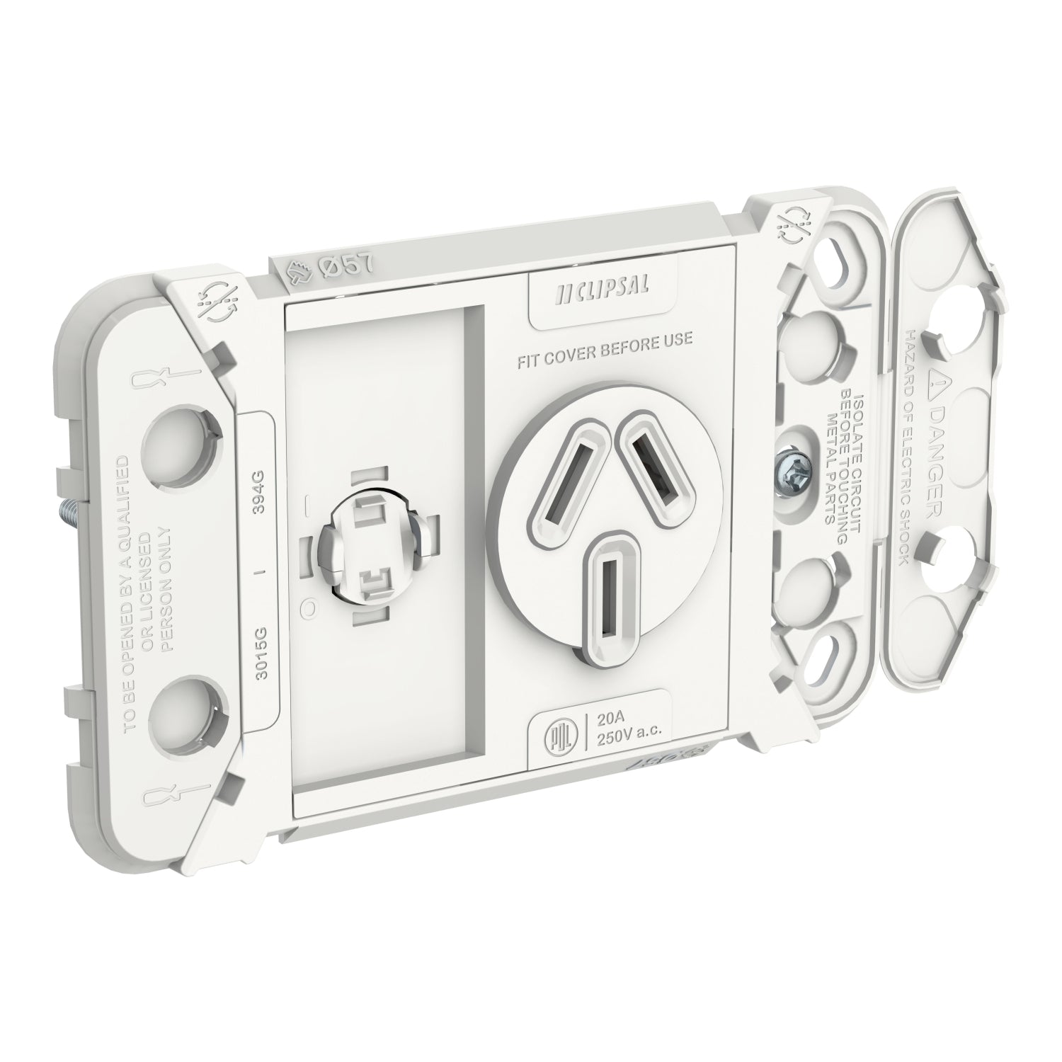 Clipsal Iconic Grid Socket Horizontal Single 20A 250V - 3015/20G - ARCK Electrical Wholesale Supplies