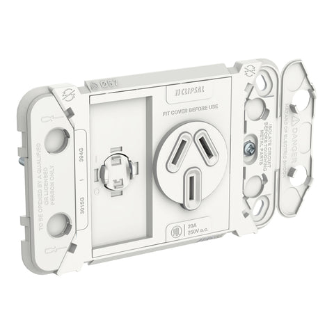 Clipsal Iconic Grid Socket Horizontal Single 20A 250V - 3015/20G - ARCK Electrical Wholesale Supplies