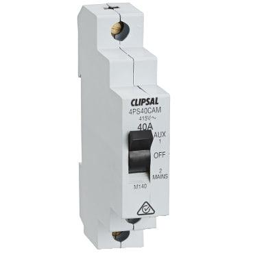 Clipsal - Max 4 Change over switch 1P 40 A 415 V Auxiliary off manual - 4PS40CAM