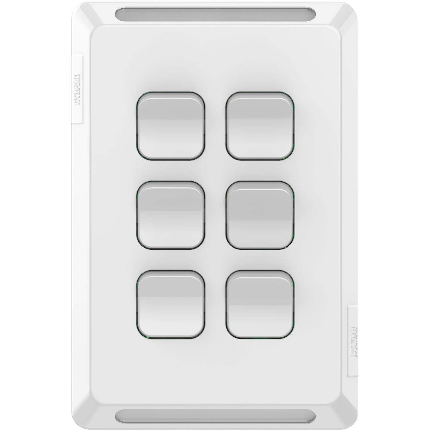 Clipsal Pro Series Flush Switch Vertical Mount 6 Gang 1-Way/2-Way Extra Vivid White - P3046VA-XW - ARCK Electrical Wholesale Supplies