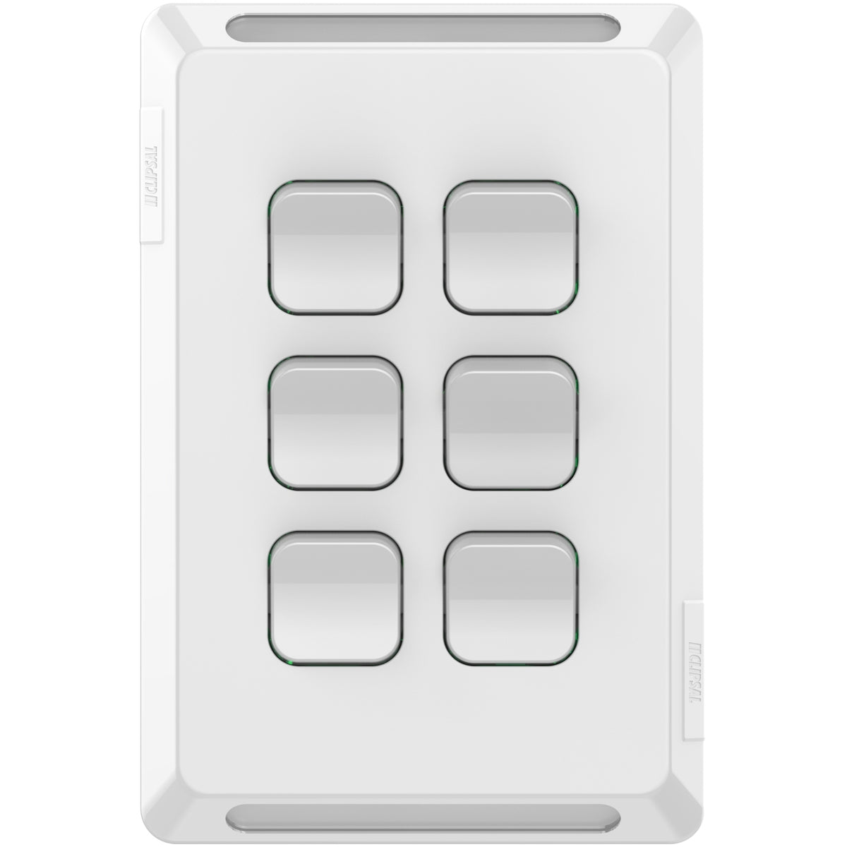 Clipsal Pro Series Flush Switch Vertical Mount 6 Gang 1-Way/2-Way Extra Vivid White - P3046VA-XW - ARCK Electrical Wholesale Supplies