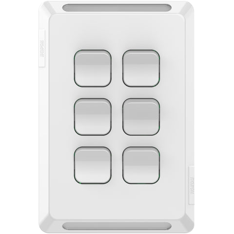 Clipsal Pro Series Flush Switch Vertical Mount 6 Gang 1-Way/2-Way Extra Vivid White - P3046VA-XW - ARCK Electrical Wholesale Supplies