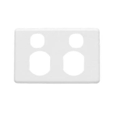 Clipsal Classic C2000 Series Socket Outlet Cover Plate Horizontal Mount for Twin Switched Socket - C2025C-WE