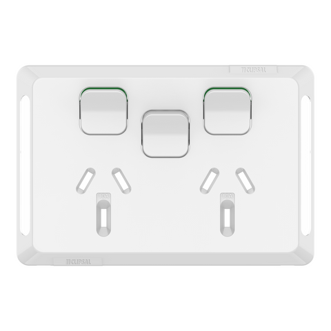 Clipsal Pro Series Twin Power Point Skin Horizontal Mount 1ExBlank 10A Extra Vivid White - P3025XC-XW - ARCK Electrical Wholesale Supplies