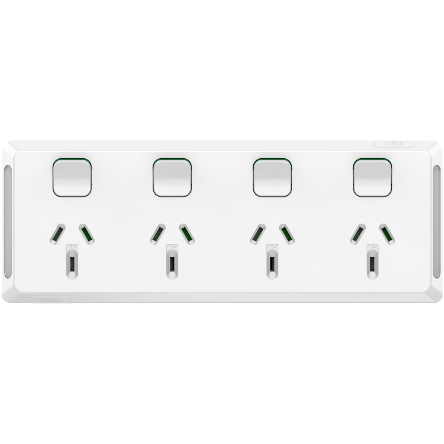 Clipsal Pro Series Quad Power Point Horizontal Mount 250V 10A Extra Vivid White - P3015-4-XW - ARCK Electrical Wholesale Supplies