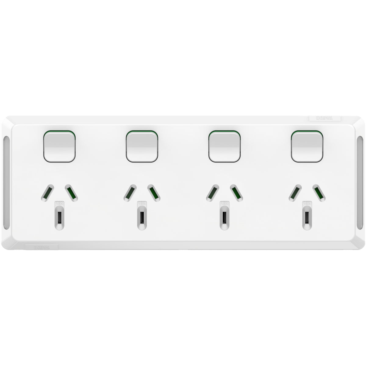Clipsal Pro Series Quad Power Point Horizontal Mount 250V 10A Extra Vivid White - P3015-4-XW - ARCK Electrical Wholesale Supplies