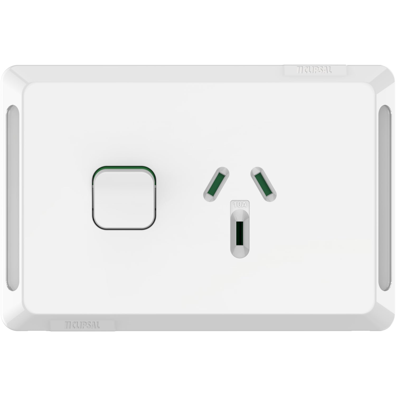 Clipsal Pro Series Single Power Point Horizontal Mount 250V 10A Extra Vivid White - P3015-XW - ARCK Electrical Wholesale Supplies