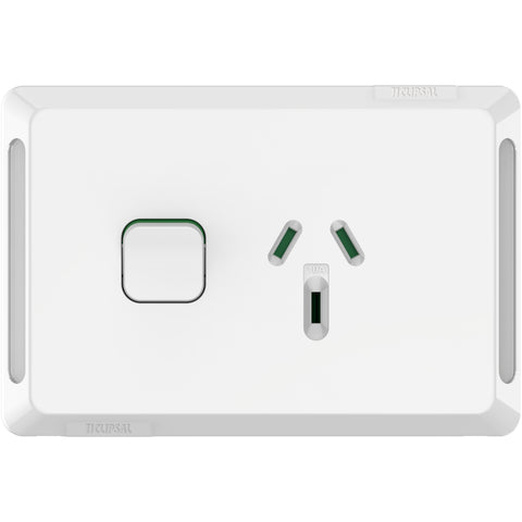 Clipsal Pro Series Single Power Point Horizontal Mount 250V 10A Extra Vivid White - P3015-XW - ARCK Electrical Wholesale Supplies
