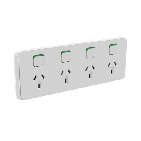 Clipsal Iconic Quad Power Point Skin Horizontal Mount 250V 10A Cool Grey - 3015/4C-CY - ARCK Electrical Wholesale Supplies