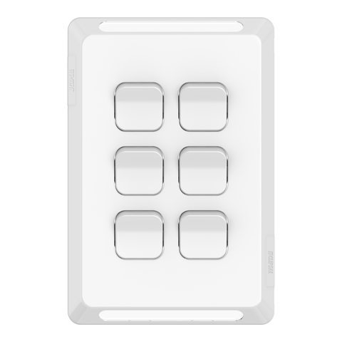 Clipsal Pro Series Switch Plate Skin 6 Gang Horizontal/Vertical Mount Extra Vivid White - P3046C-XW - ARCK Electrical Wholesale Supplies