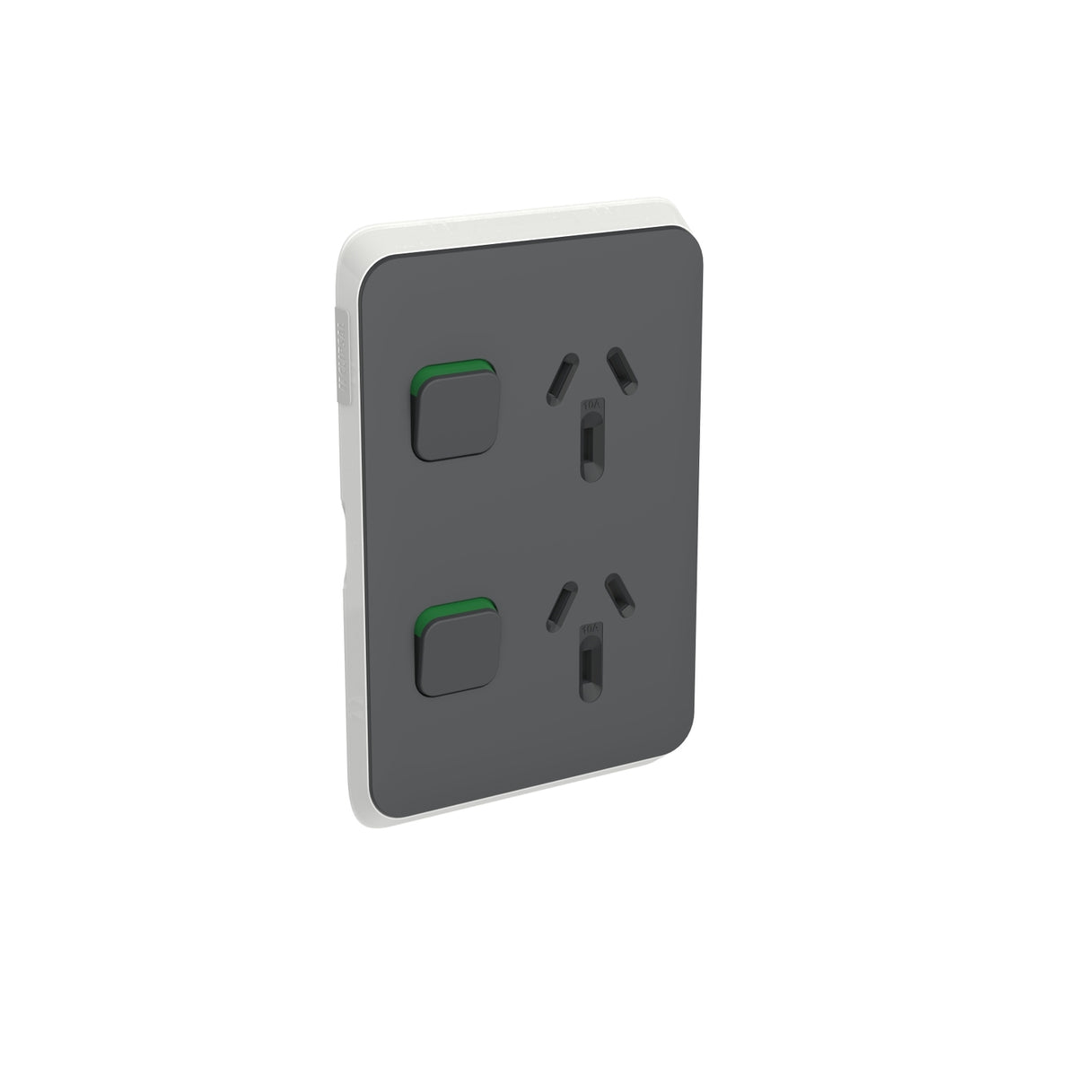 Clipsal Iconic Double Power Point Skin Vertical Mount 250V 10A Anthracite - 3025VC-AN - ARCK Electrical Wholesale Supplies