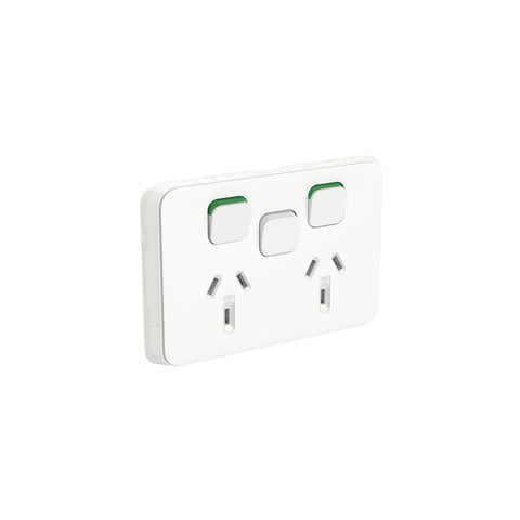 Clipsal Iconic 10A Double Power Point Extra Switch - 3025XA-VW - ARCK Electrical Wholesale Supplies