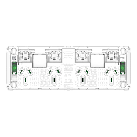 Clipsal Pro Series Quad Power Point Grid with 2 extra switches Horizontal - P3015-4XXUAG - ARCK Electrical Wholesale Supplies